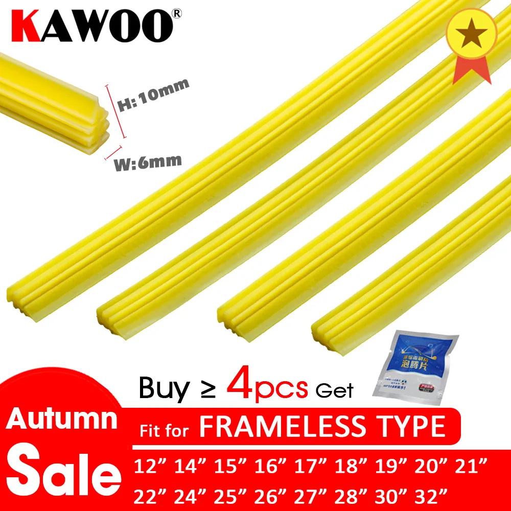 Bộ 2 Khăn Lau Xe Ô Tô Lưỡi Dao Silica Gel Silicon Đổ Que Cho Khung Gạt Nước 6Mm 12 "14" 15 “16" 17 "18" 19 "20" 21 "22" 24 "25" 26 "28" 30 "32"