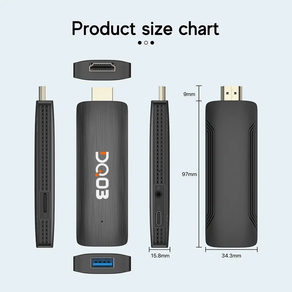 DQ03 Mini TV Stick, Façades, Android 10, Core ARM, Cortex A53, 2 Go, 16 Go, Support 4K, H.dissis, WiFi 2.4G et 5.8G Streaming Smart TV Box, 1 Go, 8 Go
