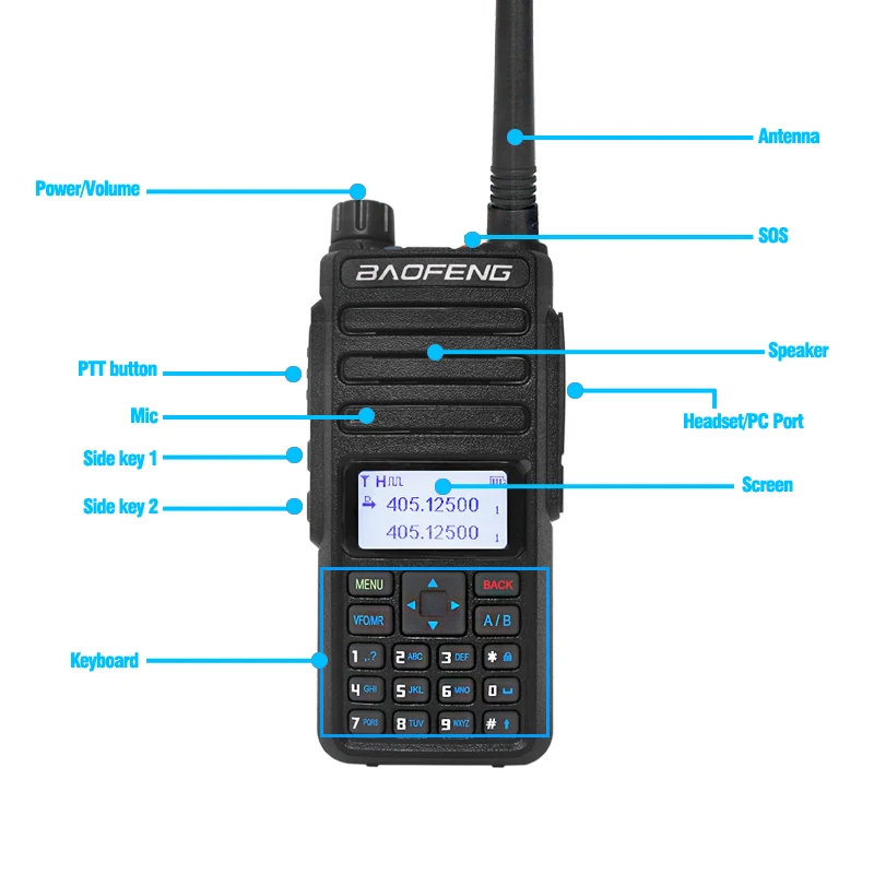 Baofeng DR-1801 DMR Digital Walkie Talkie Dual Time Slot Analog Tier 1&2 Long Range Dual Band 1024CH DM-1801 Ham Two Way Radio