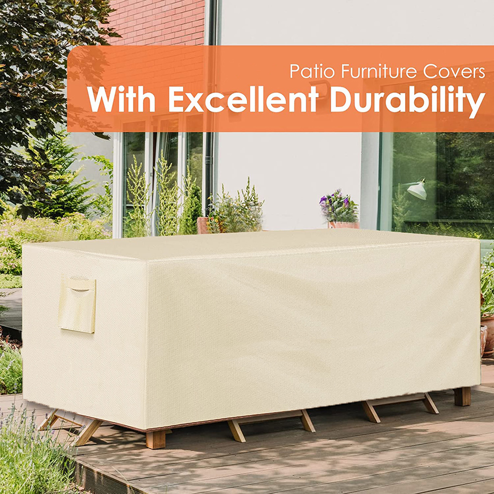 ベージュヘビーデューティ 420D 屋外防水パティオ家具セットカバーガーデン雨雪防風抗 UV カバーソファテーブル椅子用