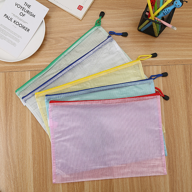 Bolsa de malla con cremallera A3/A4/A5/A6, bolsa para documentos, carpetas de archivos con cremallera impermeables, estuche para lápices, bolsas de almacenamiento, suministros escolares y de oficina, 5/10 Uds.
