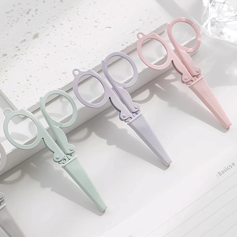 Creative Folding Scissors Kawaii Morandi Paper Cutter Portable Cute Scissors DIY Scrapbooking Handmade Tools Office Supplies