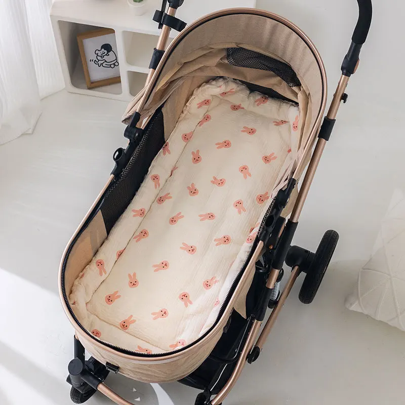 Almofada de musselina para carrinho de bebê, cobertor macio com suporte pontilhado, colchão acolchoado de algodão 40*80cm