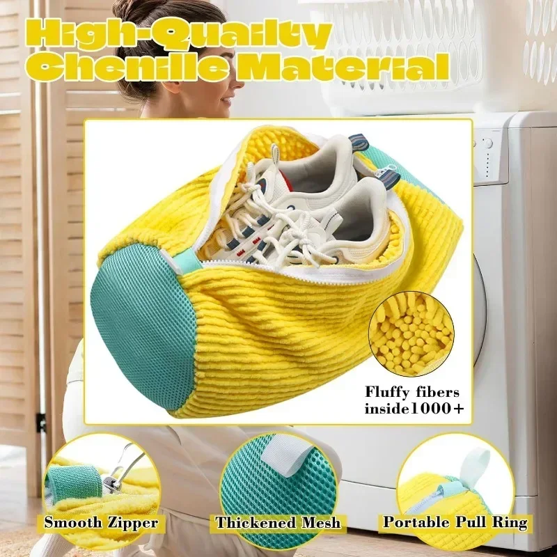 Borse per la biancheria Borsa per lavatrice per scarpe con cerniera Borsa per la biancheria con ricco di lanugine all'interno, perfetta per scarpe da ginnastica e scarpe casual