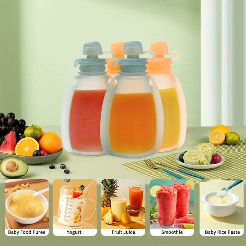 Bolsa de almacenamiento de leche portátil para bebé, bolsa de comida complementaria de silicona para recién nacido, bolsa de agua para niños, bolsa para beber plegable al aire libre para bebé