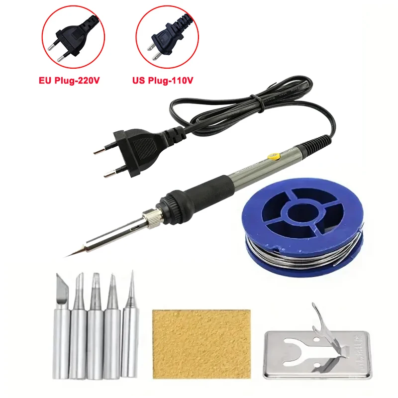 Soldador eléctrico de temperatura ajustable de 60W UE 220V / ☆ Enchufe estadounidense es de 110 V ☆   Soldador de hierro DIY para reparación