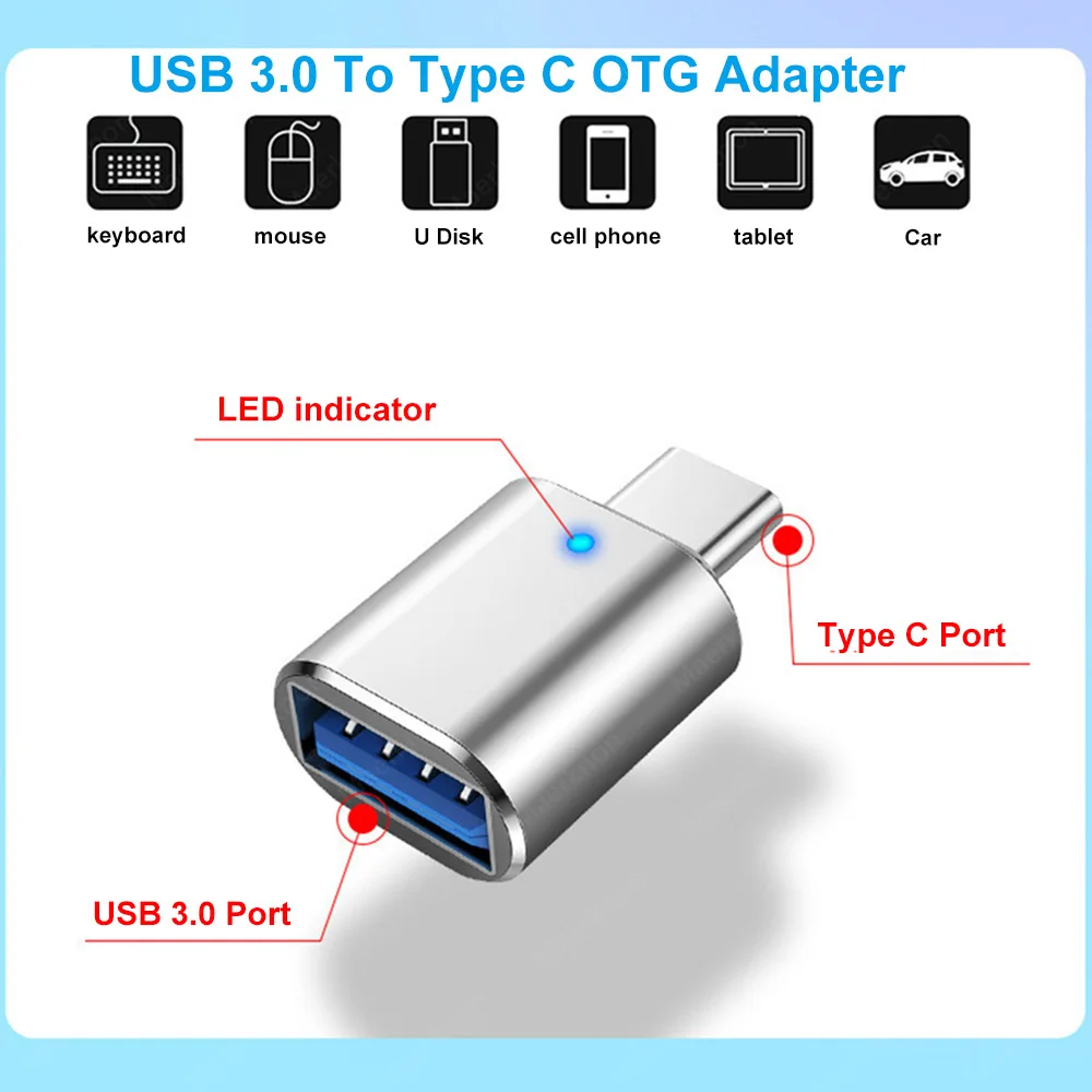 USB C Male To USB Female Converter Type C To USB 3.0 OTG Adapter For Macbook Air Pro Samsung S21 S20 Xiaomi Type C OTG Connector