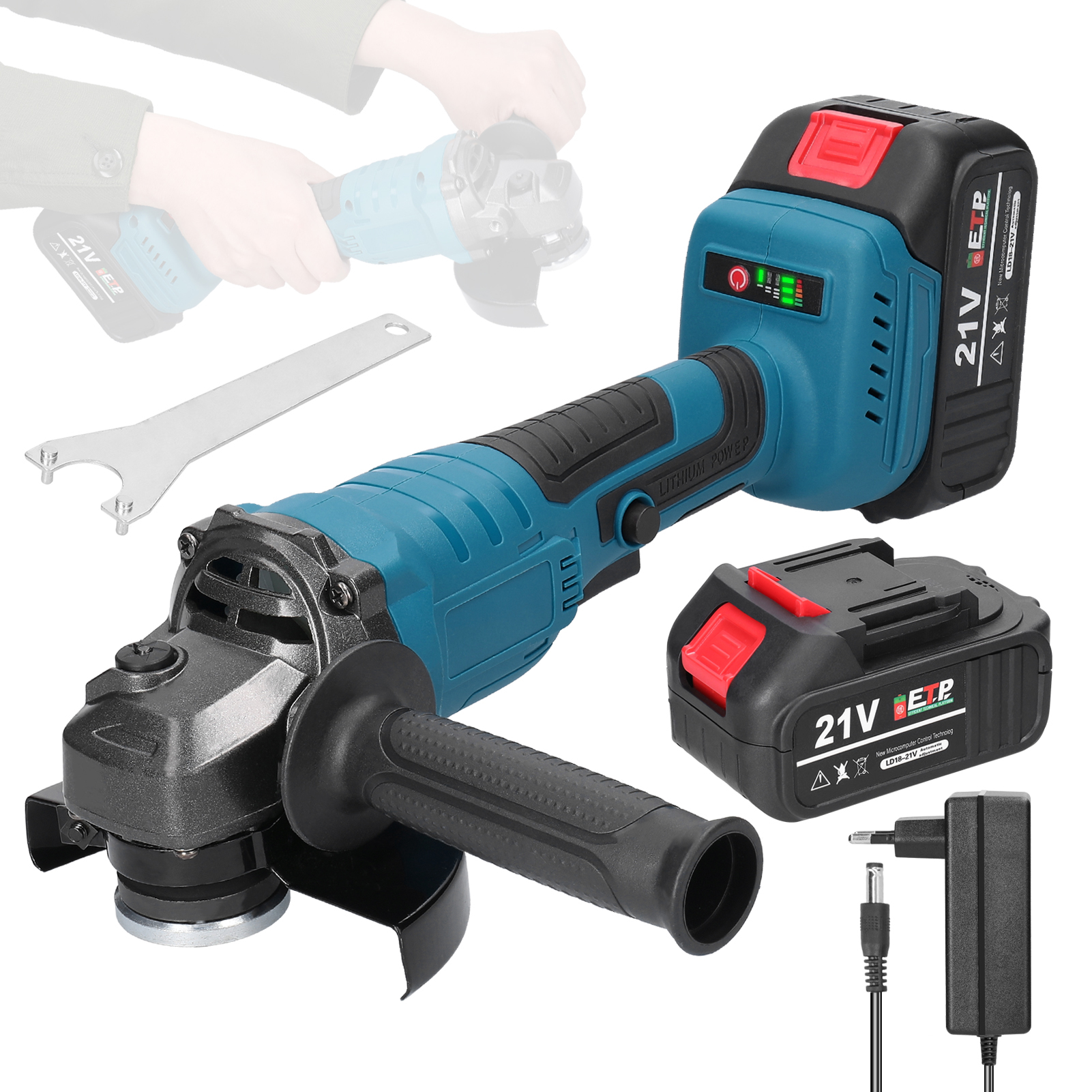 21V 125mm M14 Bürstenloser Winkelschleifer Schleifwerkzeug Schneidemaschine Elektrowerkzeug zum Schneiden Polieren Keramikfliesen Holzstein