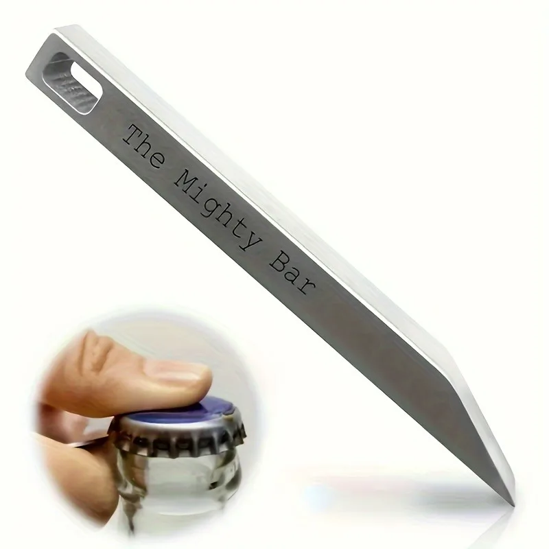 Mighty Bar-cuchillo de bolsillo y abridor de botellas, llavero de acero inoxidable resistente, multiherramienta Edc para transporte diario