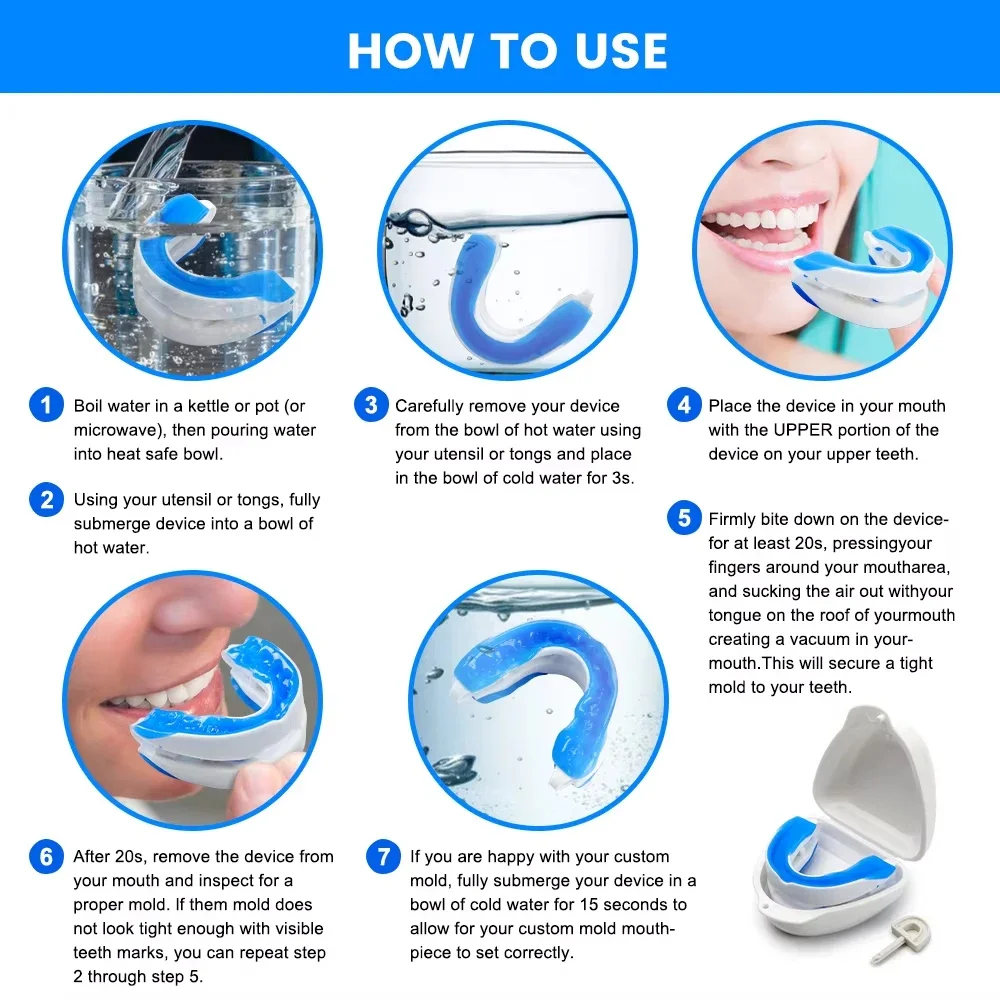 Anti-Snoring Mouthpiece Anti-Snoring Device Night Time Teeth Mouthguard Adjustable Sleeping Mouth Guard for Bruxism Stop Snoring