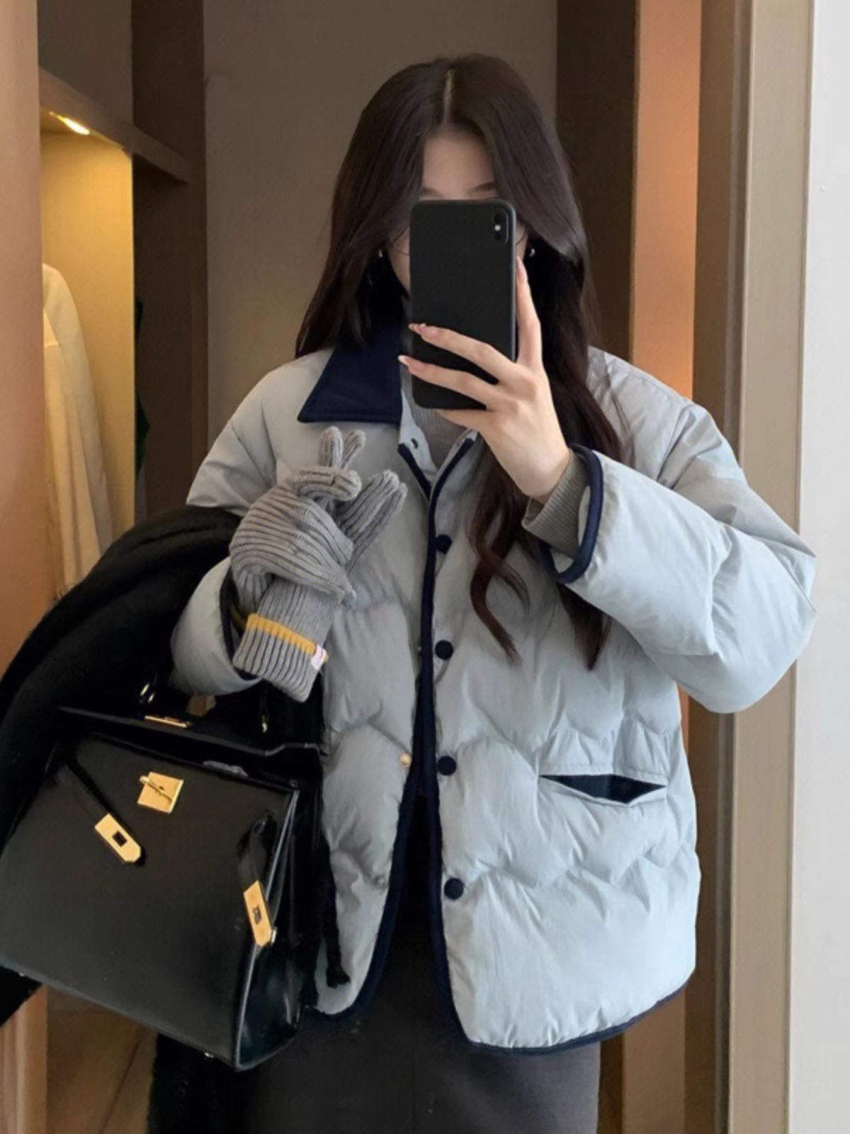 Trendy Short Cotton Jacket Women's Winter Outerwear Loose Design Korean Sle Commute Fashion Age-Defng Small Size