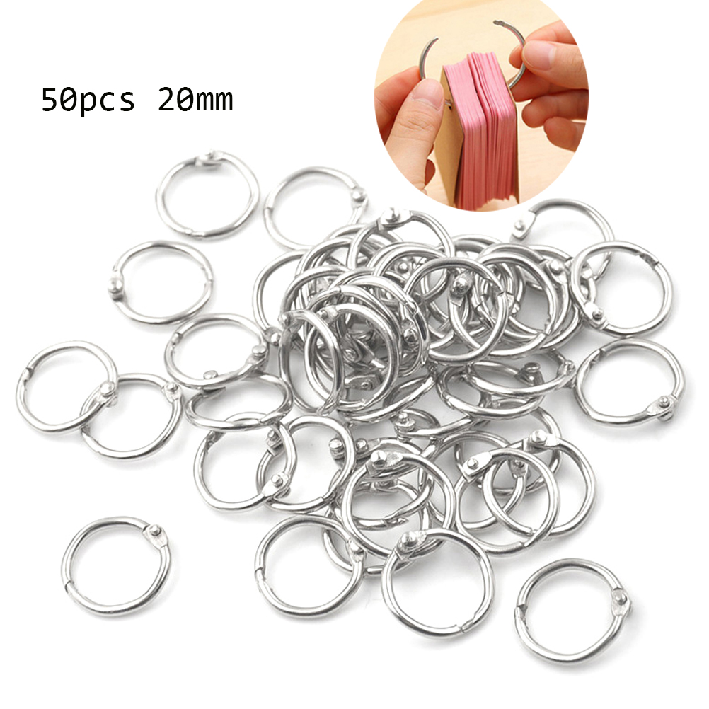 50Pcs Metal Ring Binder Staple Book Binder Albums Loose-leaf Book Hoops 15-80mm Loose Leaf Ring Keychain Office Binding Supplies
