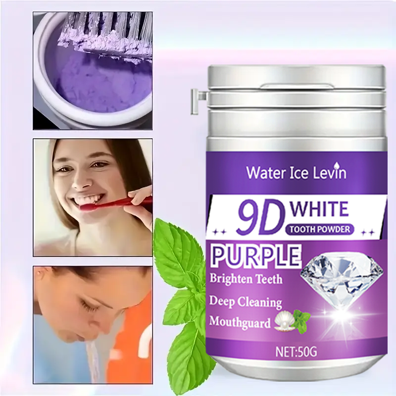 90 Second Teeth Whitening Powder - Purple Formula, Deep Cleaning, Enamel Safe, Fresh Breath, Instant Brightening, Winter Oral Ca