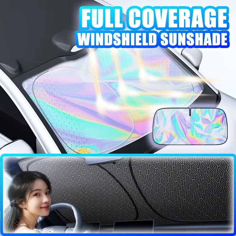 Faltbarer Windschutzscheiben-Sonnenschutz, extra groß, vollständige Abdeckung, Auto-Innen-Sonnenblende, Sommer, UV-reflektierende, kühlende Sonnenschutzabdeckung