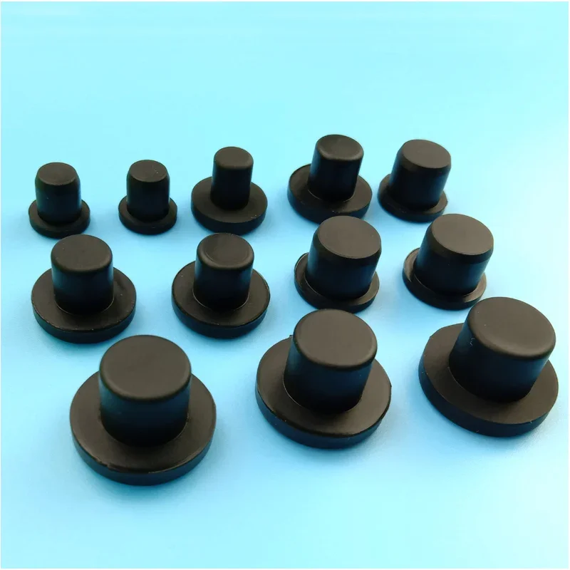 2 มม.-14 มม.ซิลิโคนสีดํา Hole Stopper ยางหมวกรอบซีลปลั๊ก T ประเภทสูงอุณหภูมิปลั๊กกันฝุ่น