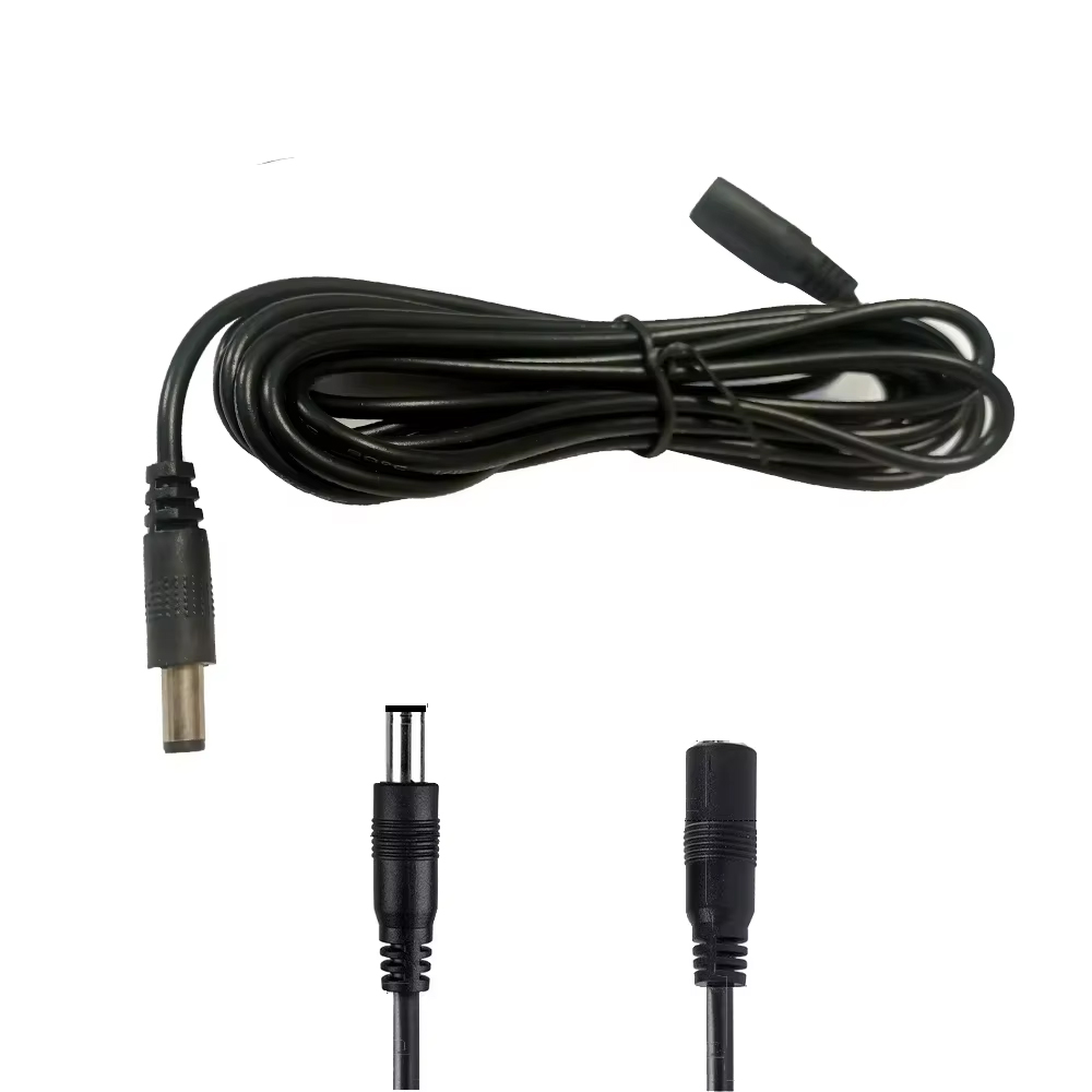 Cable de extensión CC de 1M, 3M, 5M, 10M, 2,1mm x 5,5mm, conector hembra a macho, Cable de alimentación, adaptador, extensor, Cable eléctrico negro