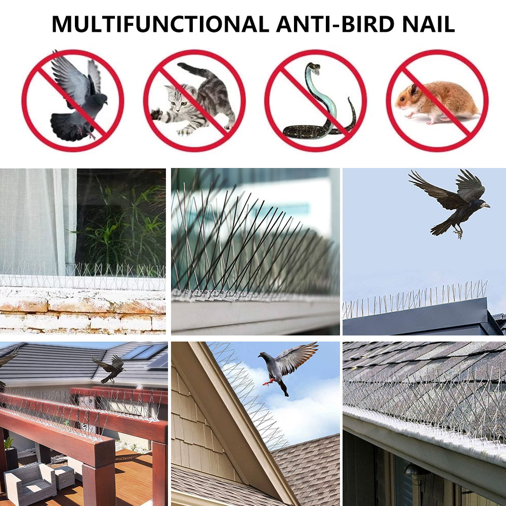 12 Stück Tauben-Spikes aus Edelstahl, Vogelvertreiber-Set, Abschreckung, Anti-Vogel, Taube, Eichhörnchen, Katzen, Abwehrmittel für Gartenzaun, Dach