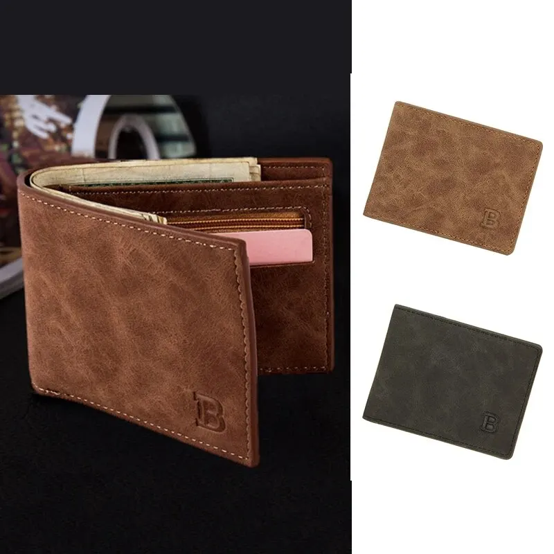 Mens Matte Retro Multifunctional Wallet Simple and Short Wallet Large Capacity Multi Card Slot Wallet