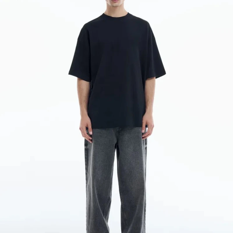 เสื้อยืดผู้ชายคุณภาพสูง ปี 2025 สีพื้น แขนสั้น สไตล์ฮิปฮอป Y2k เสื้อลำลอง ระบายอากาศดี ทรงโอเวอร์ไซส์ เสื้อคู่สำหรับเล่นกีฬา