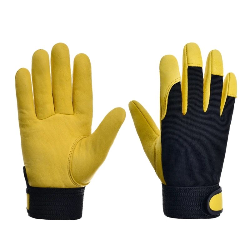 1คู่ถุงมือเซฟตี้ Builder ถุงมือถุงมือ Light-Duty Mechanic ถุงมือหนังสัตว์เทียมสำหรับ M/L/XL/XXL