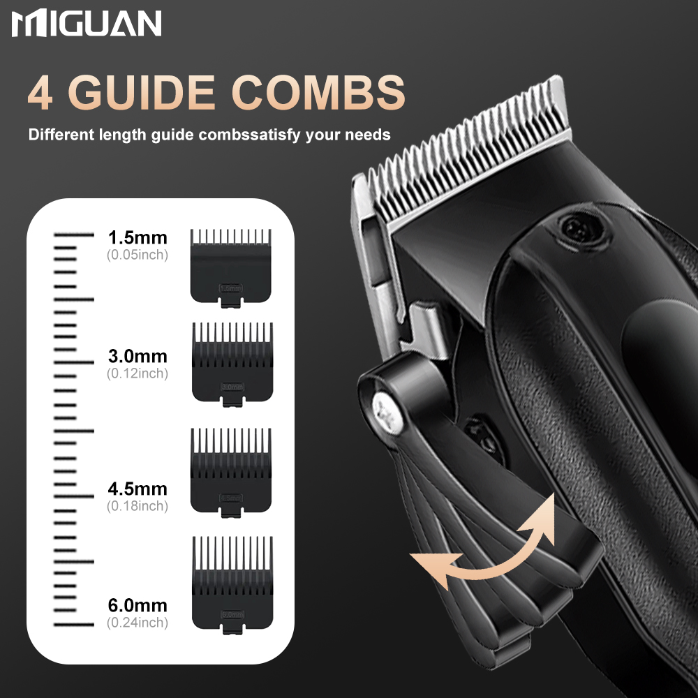 Professionele herentondeuse met LED-scherm, oplaadbare lithiumbatterij, opladen via USB, draadloze trimmer met