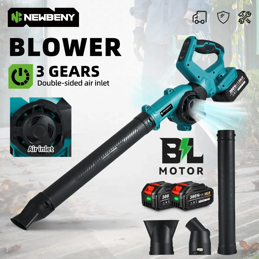 Беспроводная электрическая воздуходувка NEWBENY 270. °   Регулировка вращения, 3-ступенчатые листовые вакуумные инструменты для очистки пыли и снега для аккумуляторного штифта Makita
