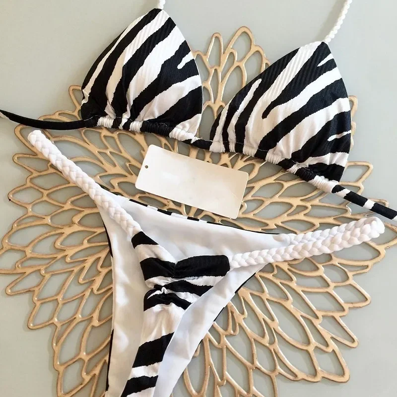 Femmes Bikini feuilles imprimer maillot de bain maillot de bain 2023 Biquini femmes Bikini ensemble maillot de bain brésilien Sexy string taille haute maillot de bain