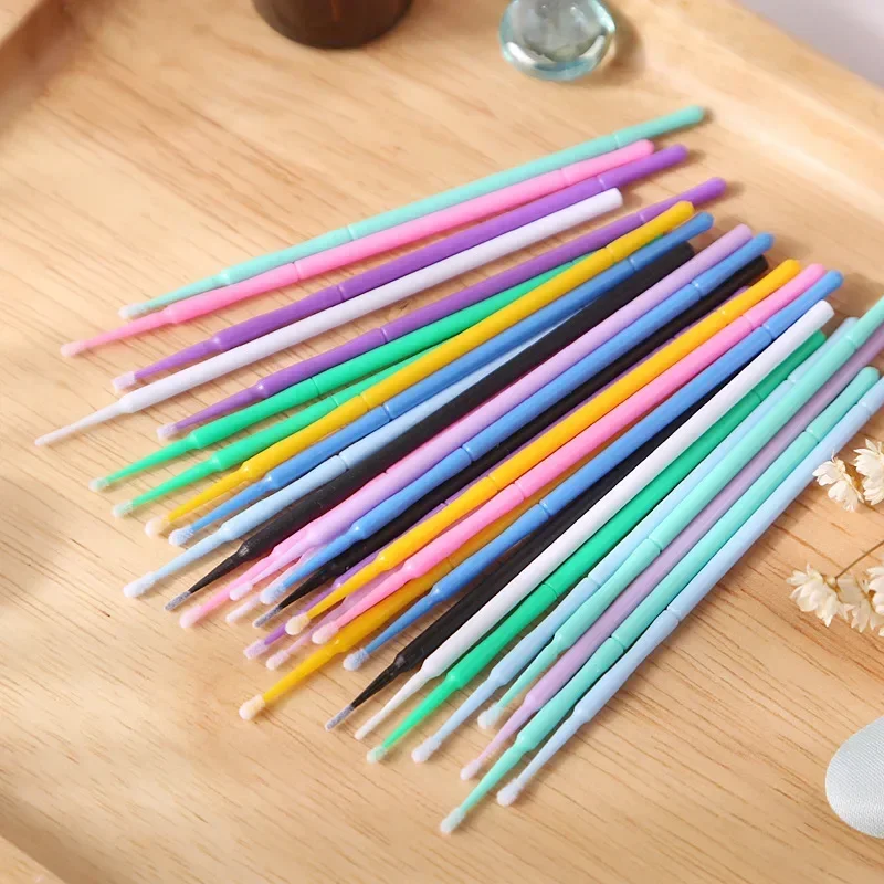 100PCS สําหรับ Eyelash EXTENSION เครื่องมือทิ้ง MicroBrush Eyelashes EXTENSION Lash ถอด Swab Micro แปรง