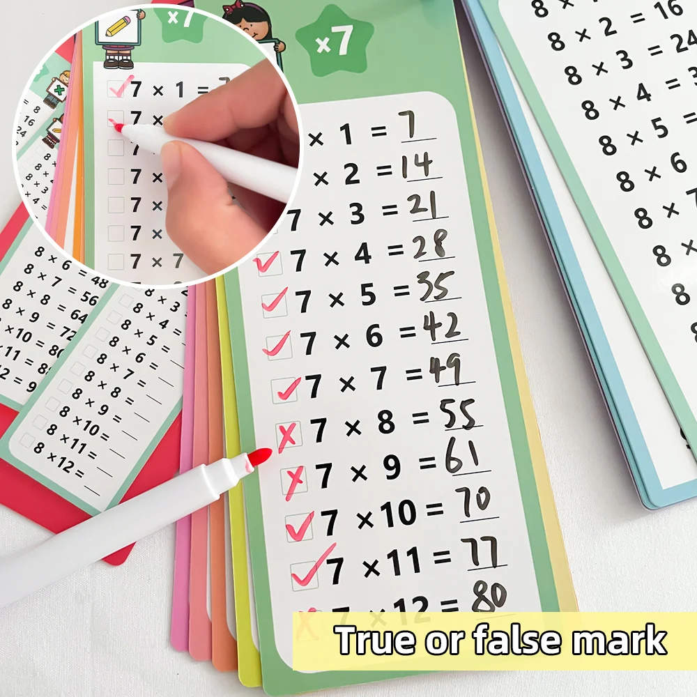 Children Multiplication 1-12 Table Flashcards Maths Fact Skill Improve Arithmetic Learning Tools for Kindergarten Primary School