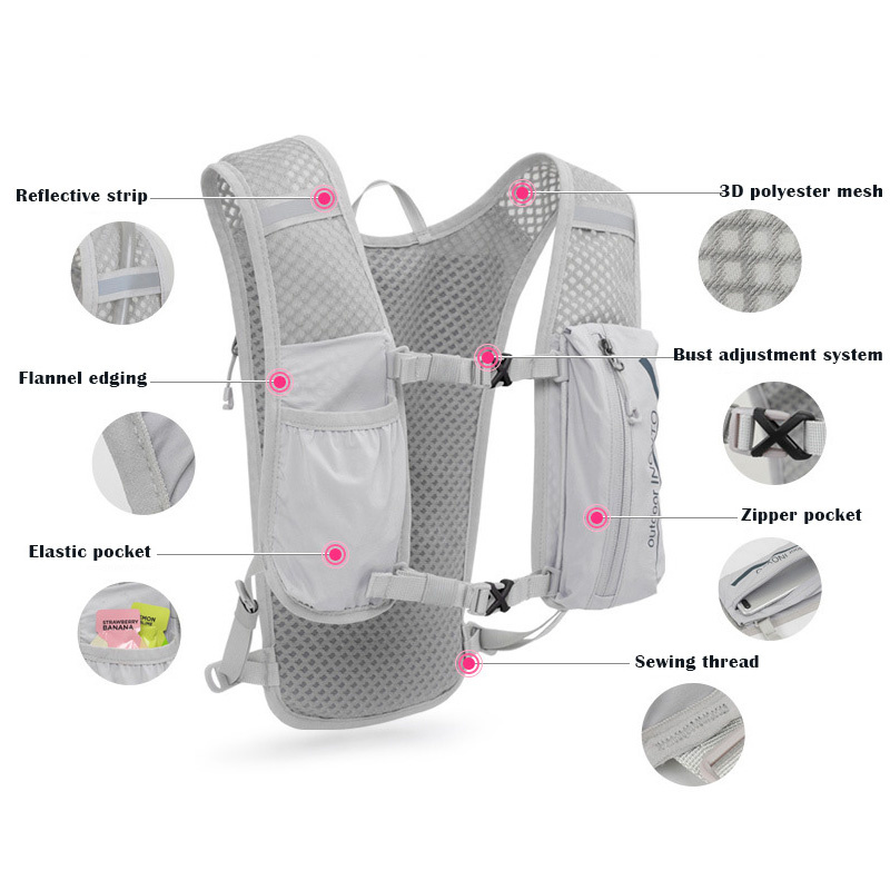 5L Atmungsaktive Trinkweste Trail Running Rucksäcke Leichte Radfahren Laufen Joggen Marathon Rucksack Reiten Fahrrad Klettern Tasche