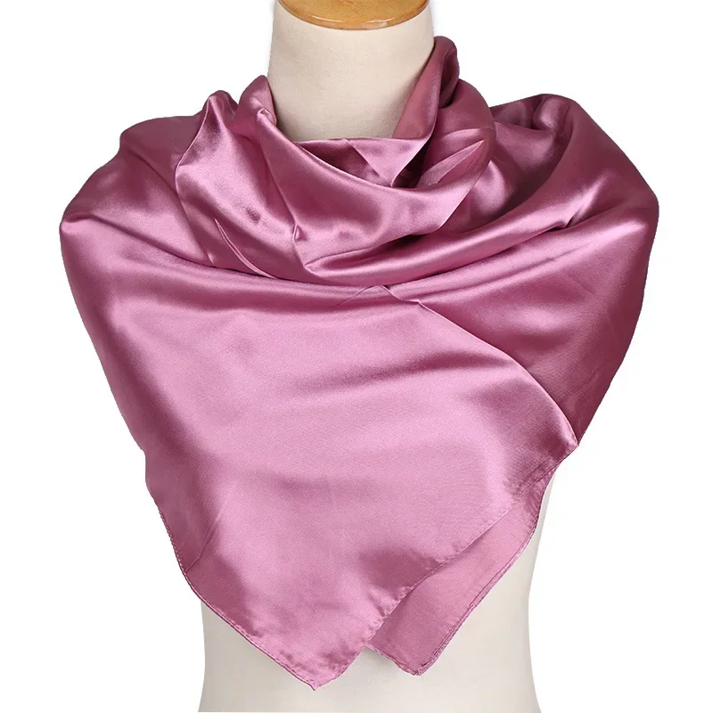 Silk Satin Square Scarves for Women, Headband, Headscarves, Shawls, Hijab, Neckerchief in Solid Colors, 90cm