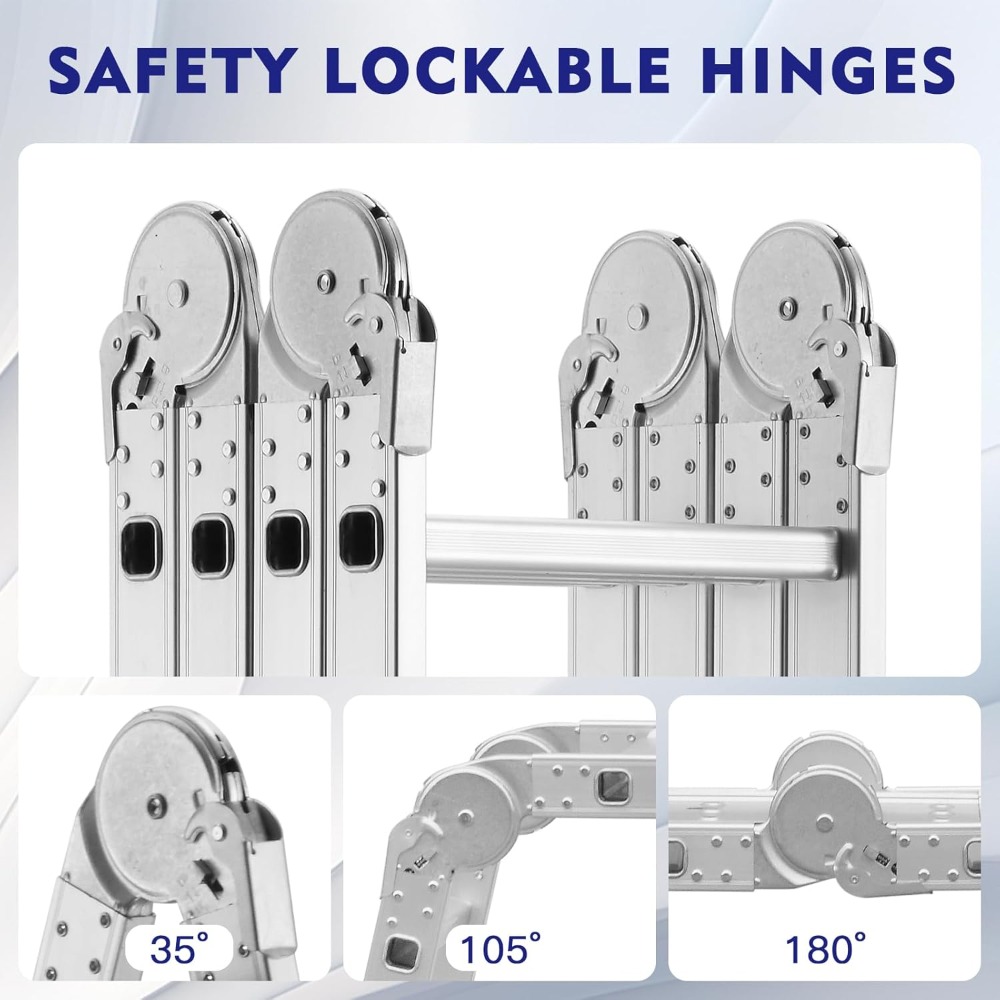 Escalera Multiusos 7 em 1, 4x4 Escalones 4,70 M de Aluminio, Escalera multifunción con 2 Plataformas y 2 Ruedas Rimovibili, 16