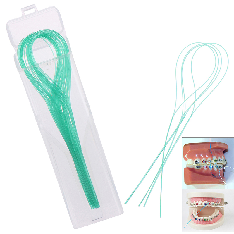 Linha de Tração Dental Floss Threader Steel, Oral para Crown Brace Bridge, Implant Hoop, Threading Braces, 100pcs