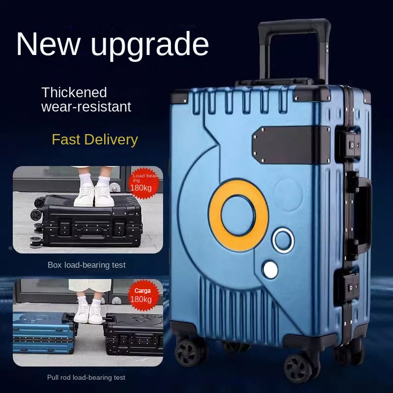 アルミフレーム付き大容量スーツケース、サイレントPCラゲッジ、ホイール付きトラベルバッグ、パスワードロック、トロリーケース、22インチ、24インチ、28インチ