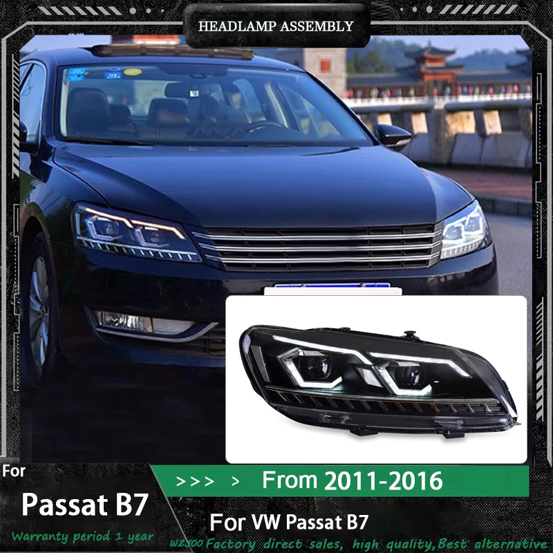 Lampu Mobil untuk VW Passat B7 Lampu Depan LED 2011-2016 Passat B7 Versi AS Lampu Depan Passat Drl Lensa Proyektor Otomotif