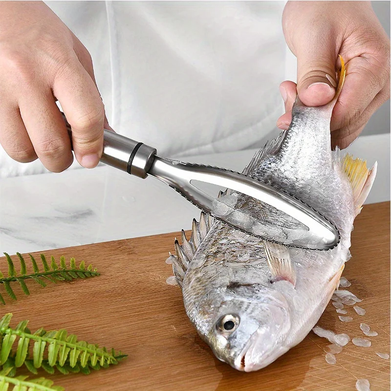 Limpiador de escamas de pescado de acero inoxidable, raspador, pelador de escamas, herramienta removedora, afeitadora de acero para piel de pescado, cepillo de limpieza
