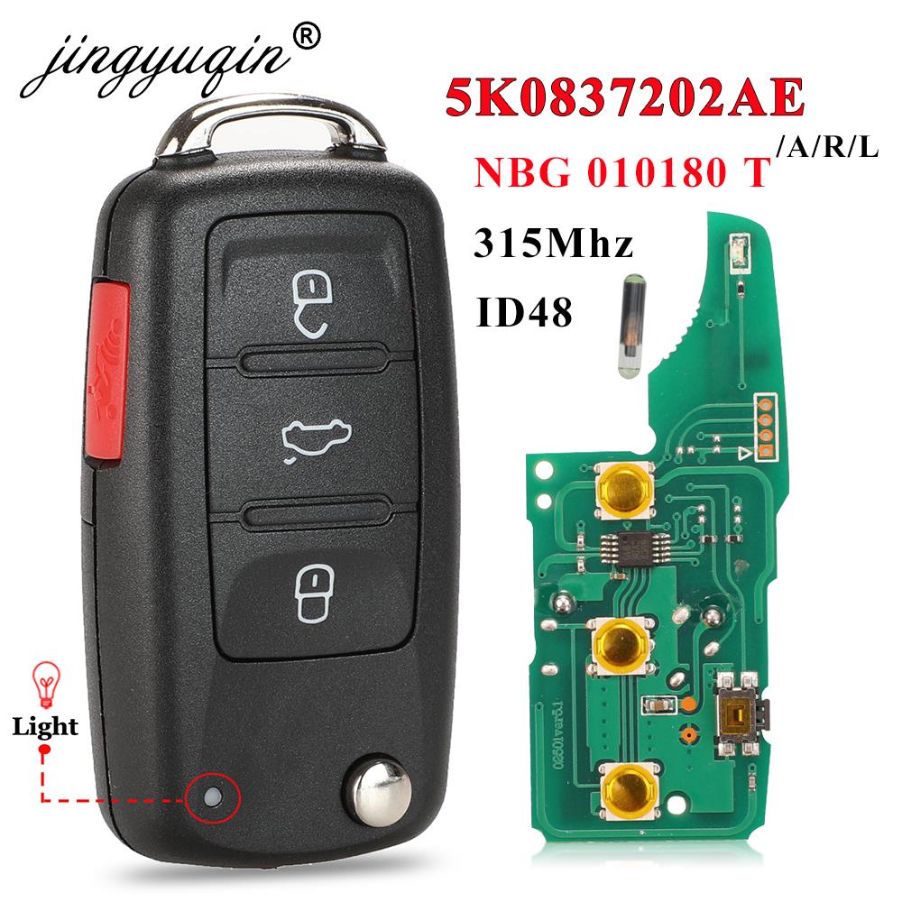 315Mhz 5K 0837202 Llave remota AE /A/R para VW Jetta CADDY EOS GTI Golf Passat Tiguan Touran Beetle Transporter Multivan Caravelle