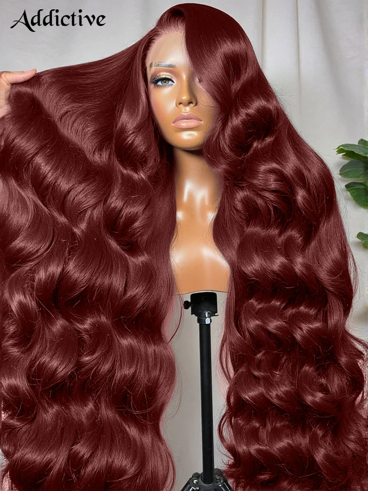 200% Reddish Brown Body Wave 13x6 HD Lace Front Wig 30 32 Inch Water Wave 13x4 Lace Frontal Human Hair Wigs For Women PrePlucked