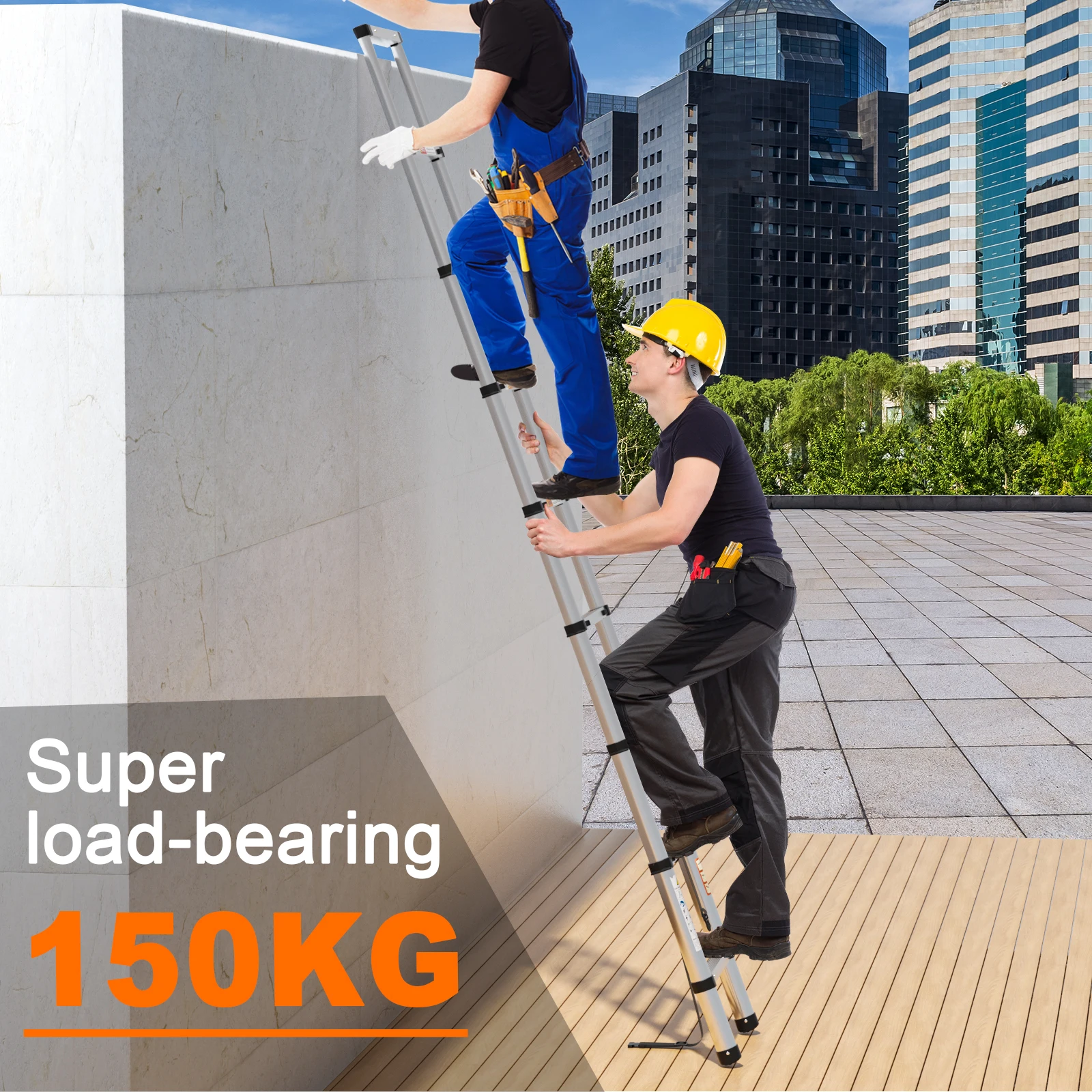 Multi-Purpose 6.2M Telescopic Ladder with hooks,Professional Aluminum Multifunctional Telescopic Ladder Removable Hook Extension