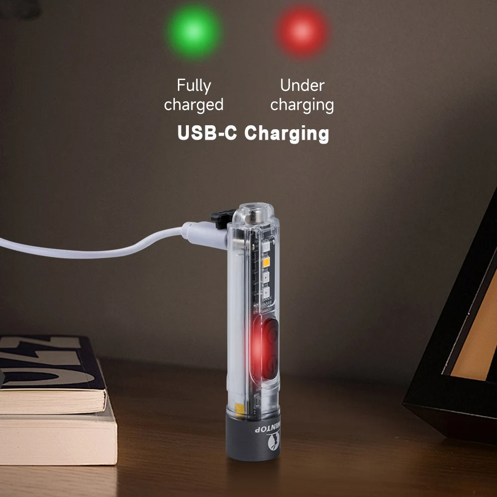 EDC LED Lantern PC Material Keychain Outdoor Camping Flashlight USB C Rechargeable Lamp UV RGB Lighting Magnetic Tail Work Torch
