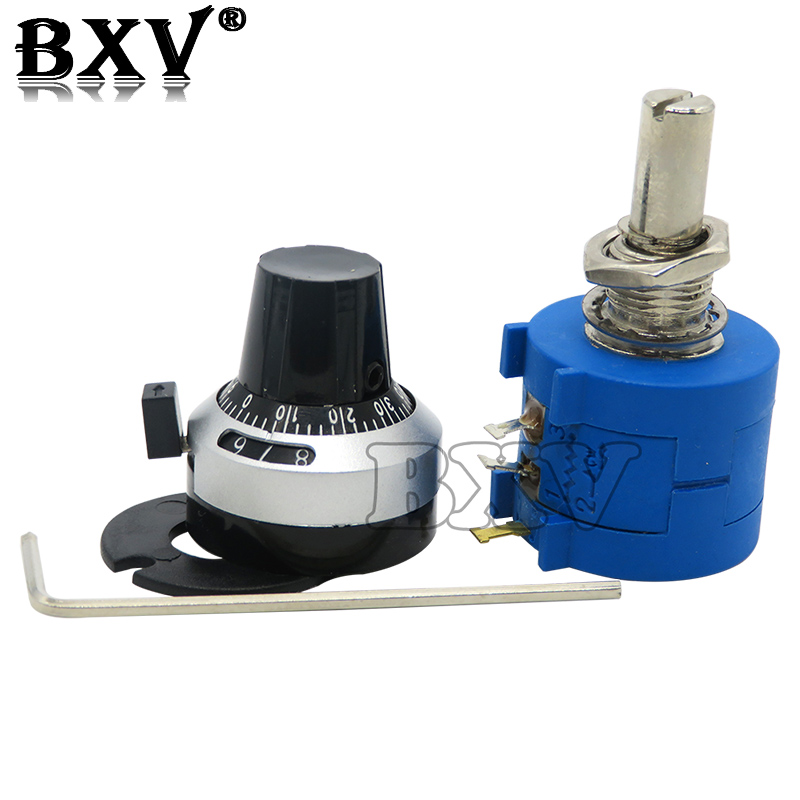 1Set 3590S Precision Multiturn New (1PCS Potentiometer 10 Ring Adjustable Resistor+1PCS Turns Counting Dial Rotary 6.35mm Knob)