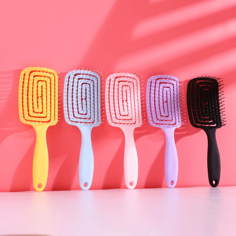 Peine de masaje hueco cuadrado, masaje de meridianos, ajuste de peinado del cuero cabelludo, herramienta para el cabello de secado rápido para el hogar