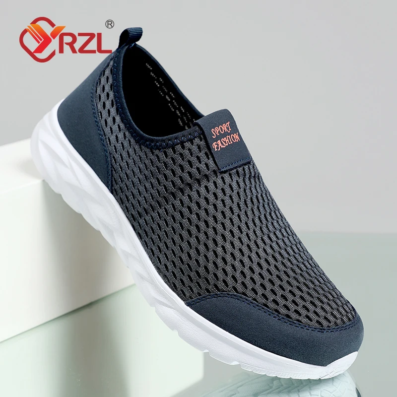 YRZL Herrenschuhe, atmungsaktives Mesh, Herren-Freizeitschuhe, Outdoor, rutschfest, große Loafer, Walking, leichte Herren-Tennisschuhe