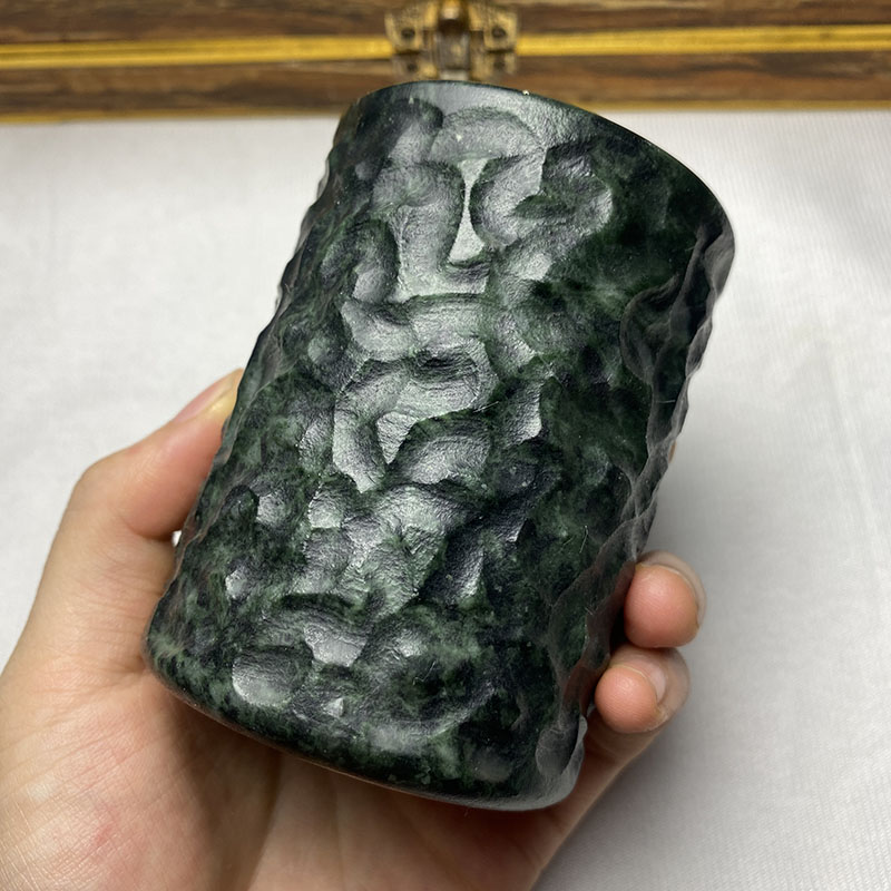 Taza de agua de piedra King de medicina Natural, Serpentina esmerilada, Jade, taza maestra, taza de té de piedra rugosa