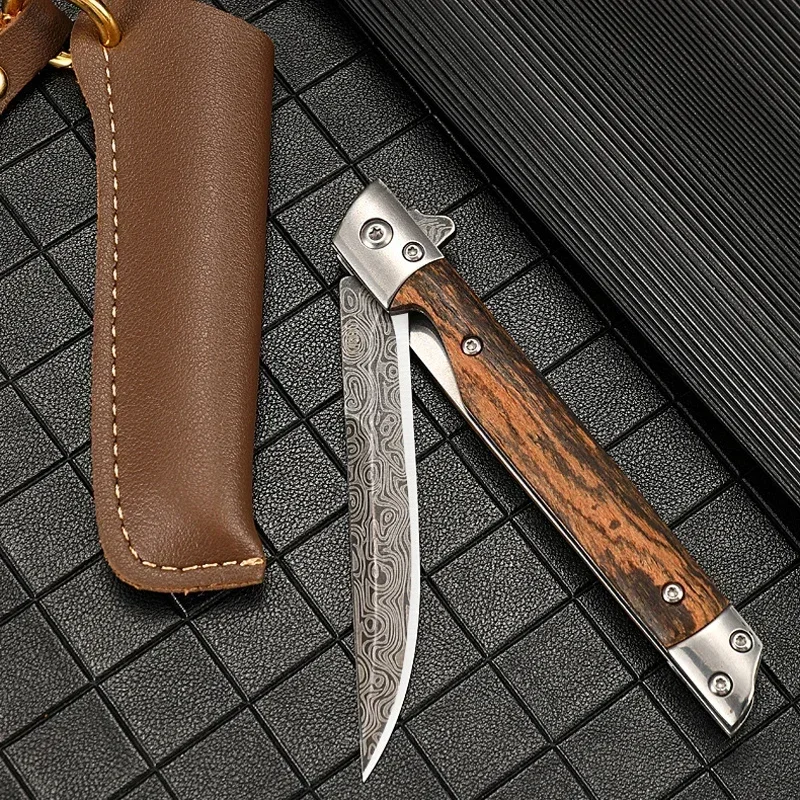 Coltello pieghevole modello Damasco 2024 Coltello pieghevole multiuso da campeggio esterno Coltello tascabile ad apertura rapida Coltello pieghevole in acciaio inossidabile