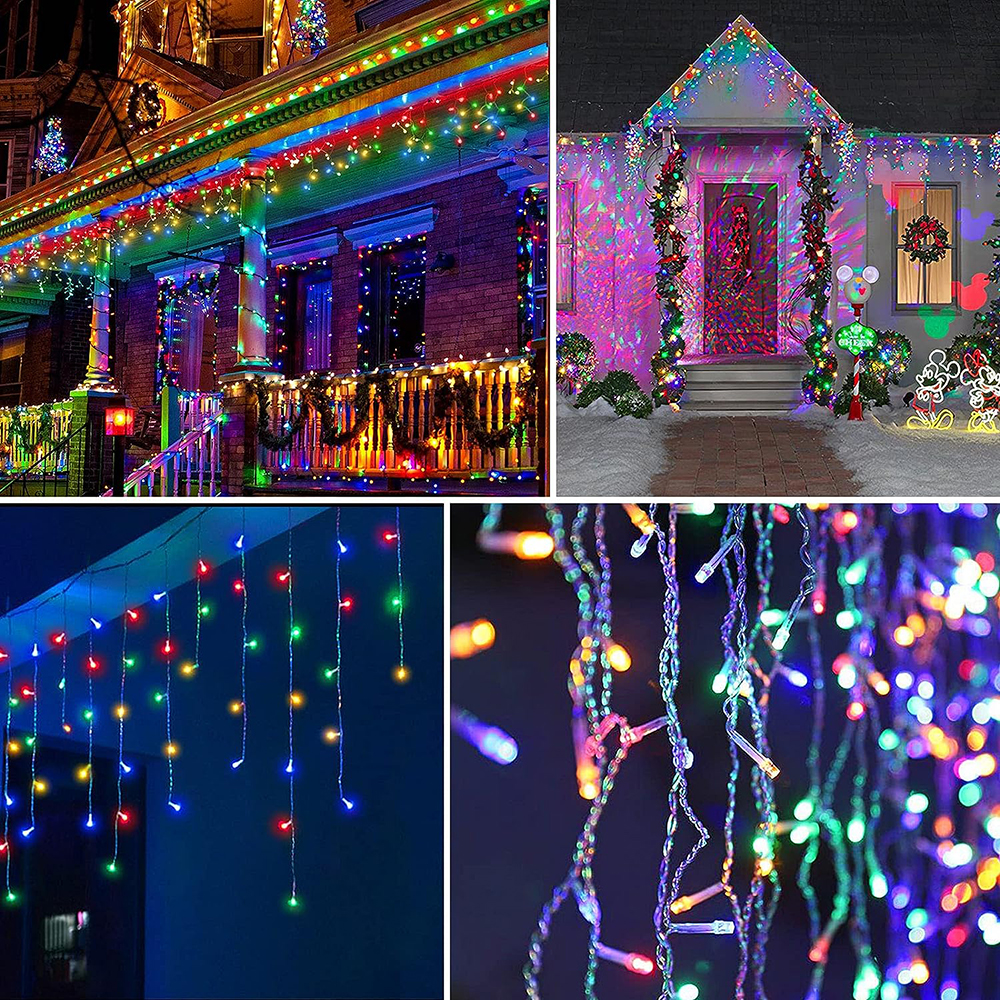 Outdoor Solar Icicle Lights 8 LIghting Modes for Halloween Thanksgiving Christmas Holiday Lighting Yard Xmas Eaves Outdoor Decor