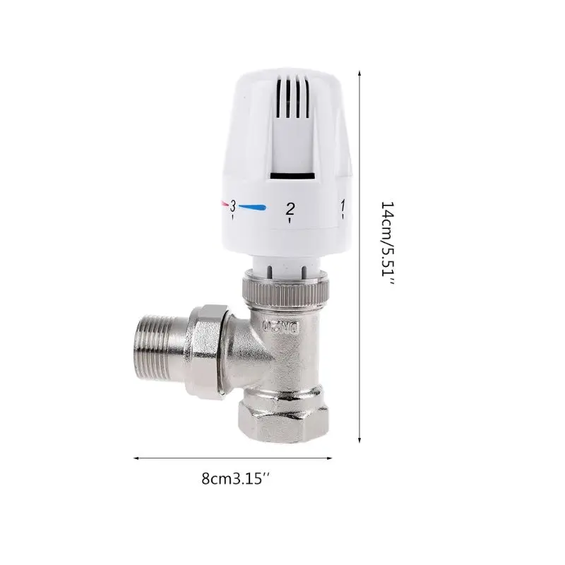 Termostato automático, válvula de Control de temperatura, radiador termostático, ángulo, calefacción de suelo, válvula especial de cobre DN15