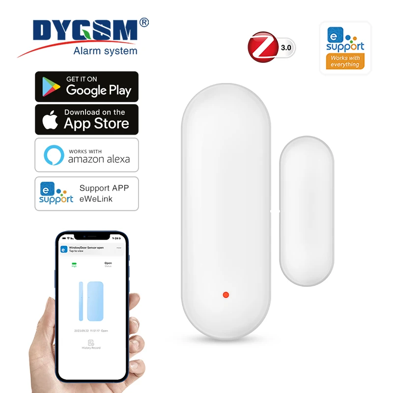 Ewelink Zigbee Deursensor Draadloos Magnetisch Venster Open Gesloten Alarmdetector Werkt met Zigbee2MQTT Alexa Google Need Gateway