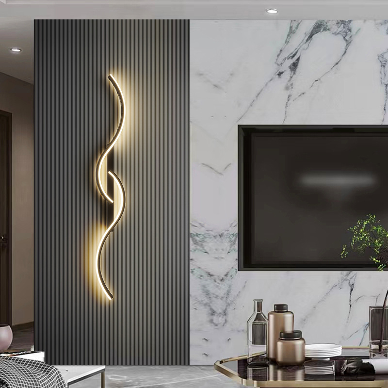 현대 LED 벽 램프 미니멀리스트 Led 빛 침실 머리맡 긴 스트립 벽 Sconces 거실 소파 홈 실내 조명기구