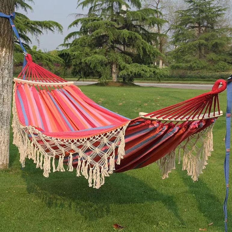 Anti-roll Fringe Hammock para Camping ao ar livre, Ins Canvas, Indoor, Single e Double Leisure, Swing Chair